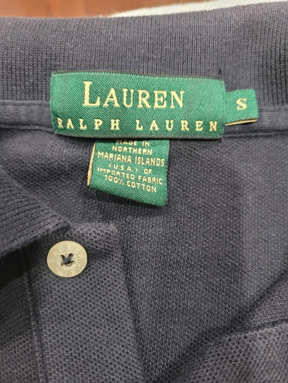 Lauren Ralph Lauren Navy Polo with Gold Crest Emblem Size S